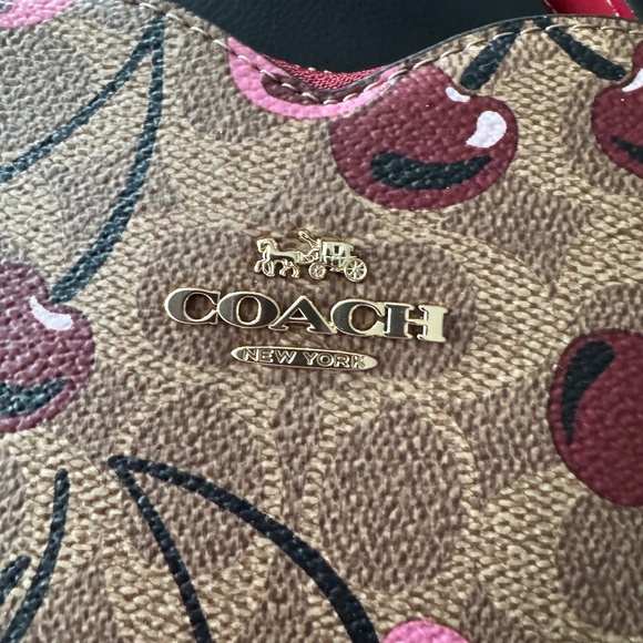 Coach Heart Crossbody Bag In Signature Canvas With Cherry Print 🍒 - Picture 2 of 9